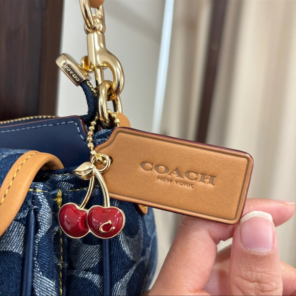 COACH Ashton Baguette Bag In Signature Canvas Denim/Brown CY700 - Picture 3 of 13